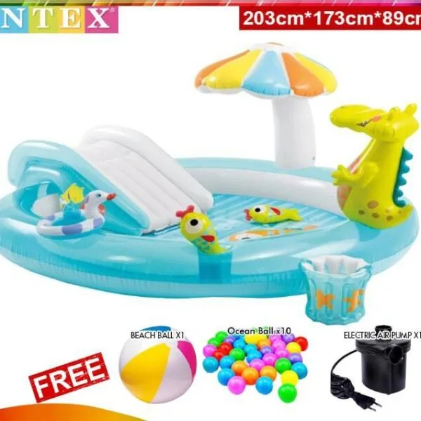 Gator Inflatable Kids Pool Play Swimming Spray Slide Center(contain air pump)