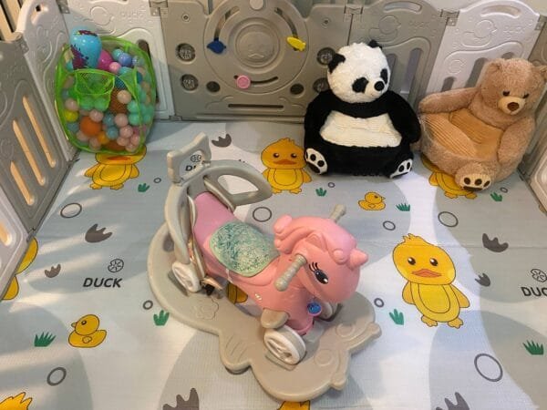 4m2 Indoor Children Playground Home kids play center Kids Party Center Kindergarten Play Center Safety Play Center Plastic Baby Playpen Indoor Rocking Horse Toy Plush Sit Baby Sofa - 图片 2