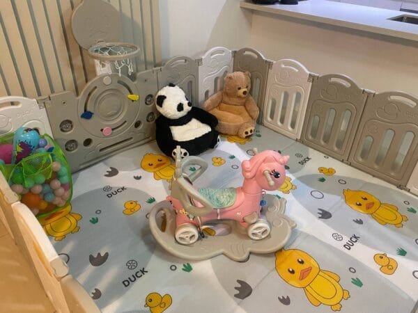 4m2 Indoor Children Playground Home kids play center Kids Party Center Kindergarten Play Center Safety Play Center Plastic Baby Playpen Indoor Rocking Horse Toy Plush Sit Baby Sofa - 图片 3