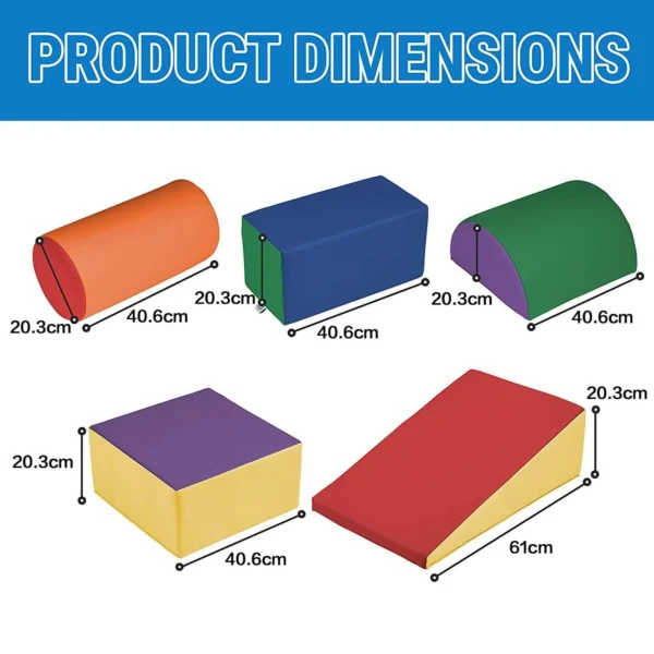 5-Piece Kids Climb & Crawl Soft Foam Block Kids Eco-friendly Toddler Play Area Climbing Combination Foam Play Blocks Set Soft Play Climber Equipment For Indoor Playground - 图片 2