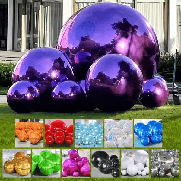 Inflatable Metallic Ball Decorative Inflatable Mirror Ball Metallic Balloons Big Shiny Giant Inflatable Balls - 图片 2