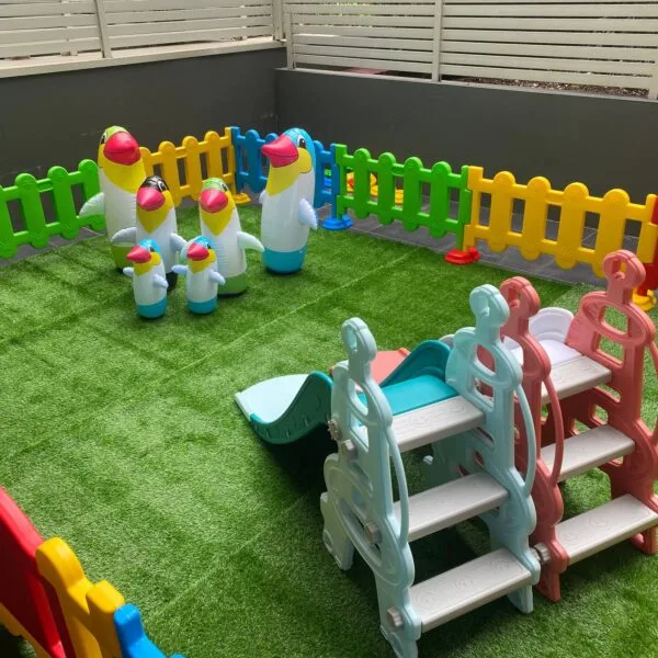 12m2 Outdoor Children Playground Kids Party Center Home kids play center Kids Party Center Kindergarten Play Center Safety Play Center Kids Plastic Slide Inflatable Penguin Tumbler For Kids